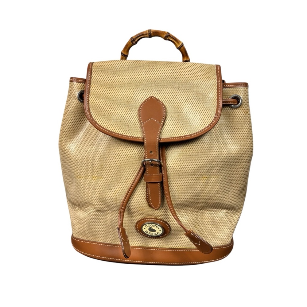 Dooney Bourke Vintage Panama Jack Collection Coated Linen Backpack Bag USA